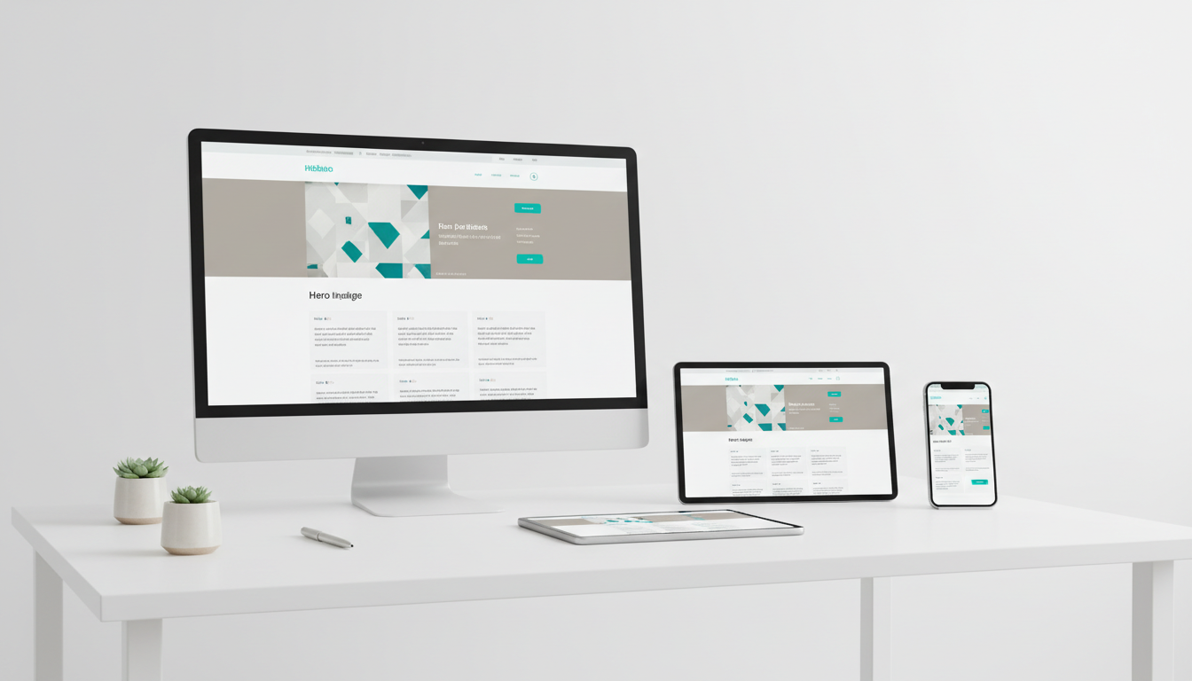 Üç cihaz — desktop, tablet, telefon — uyumlu tasarım