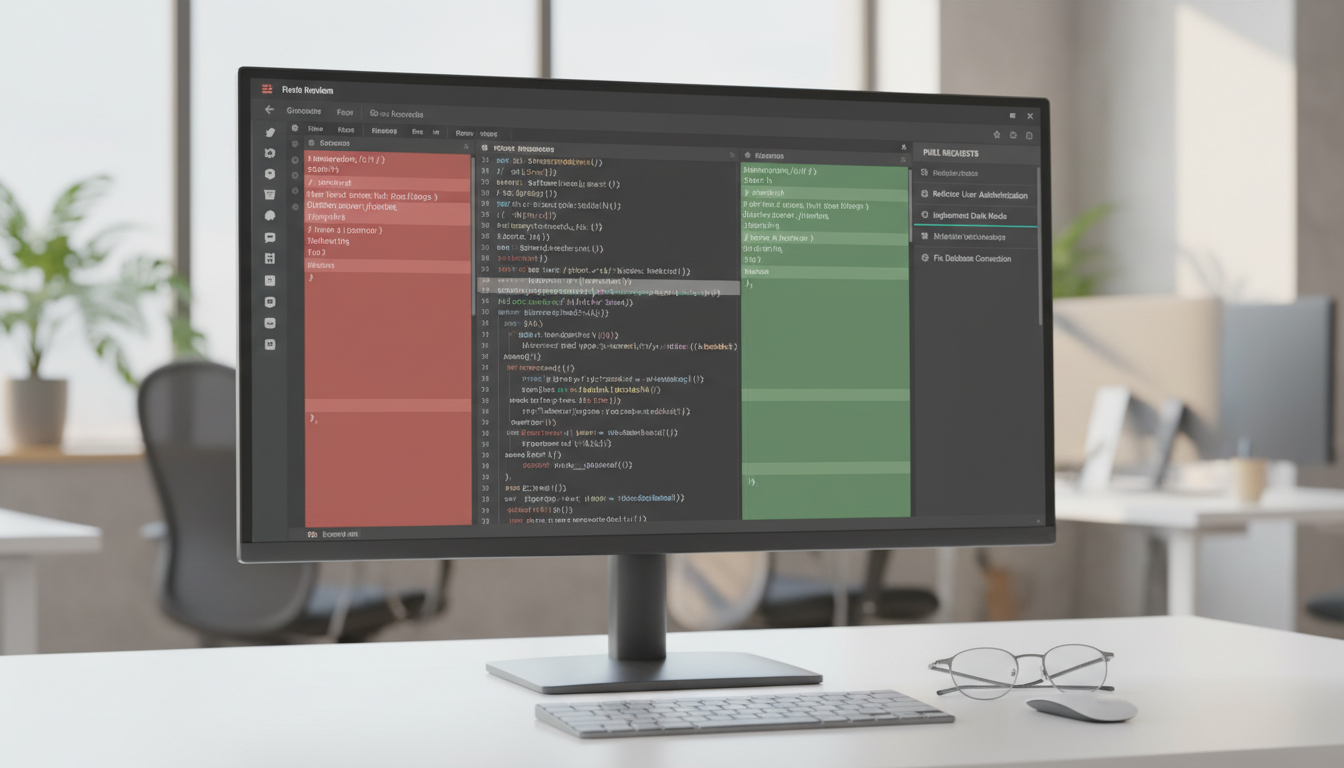 Code review monitör ekranı